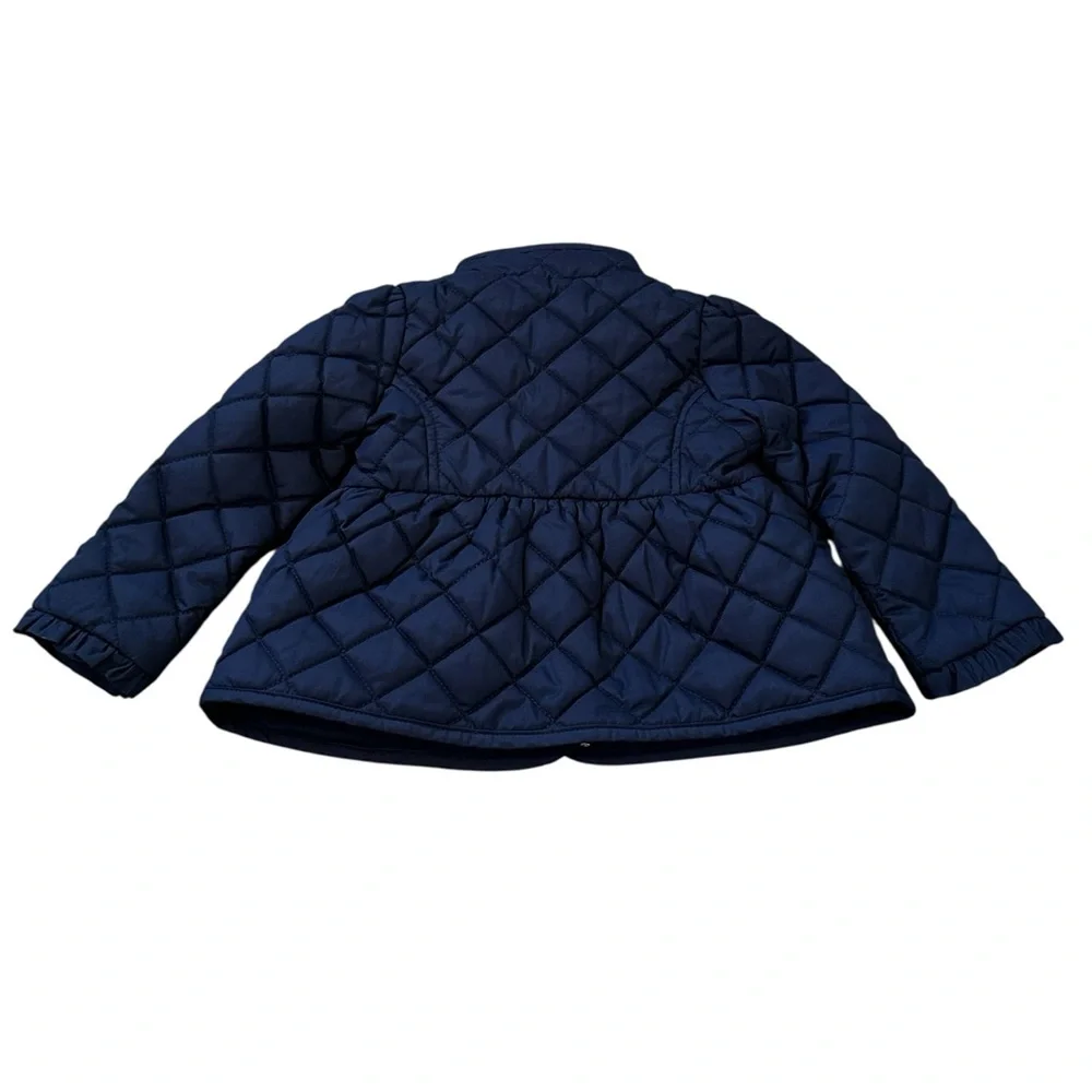 Janie & Jack Navy Blue Quilted Gold Buttons Barn Jacket Peplum Size 18-24 M
